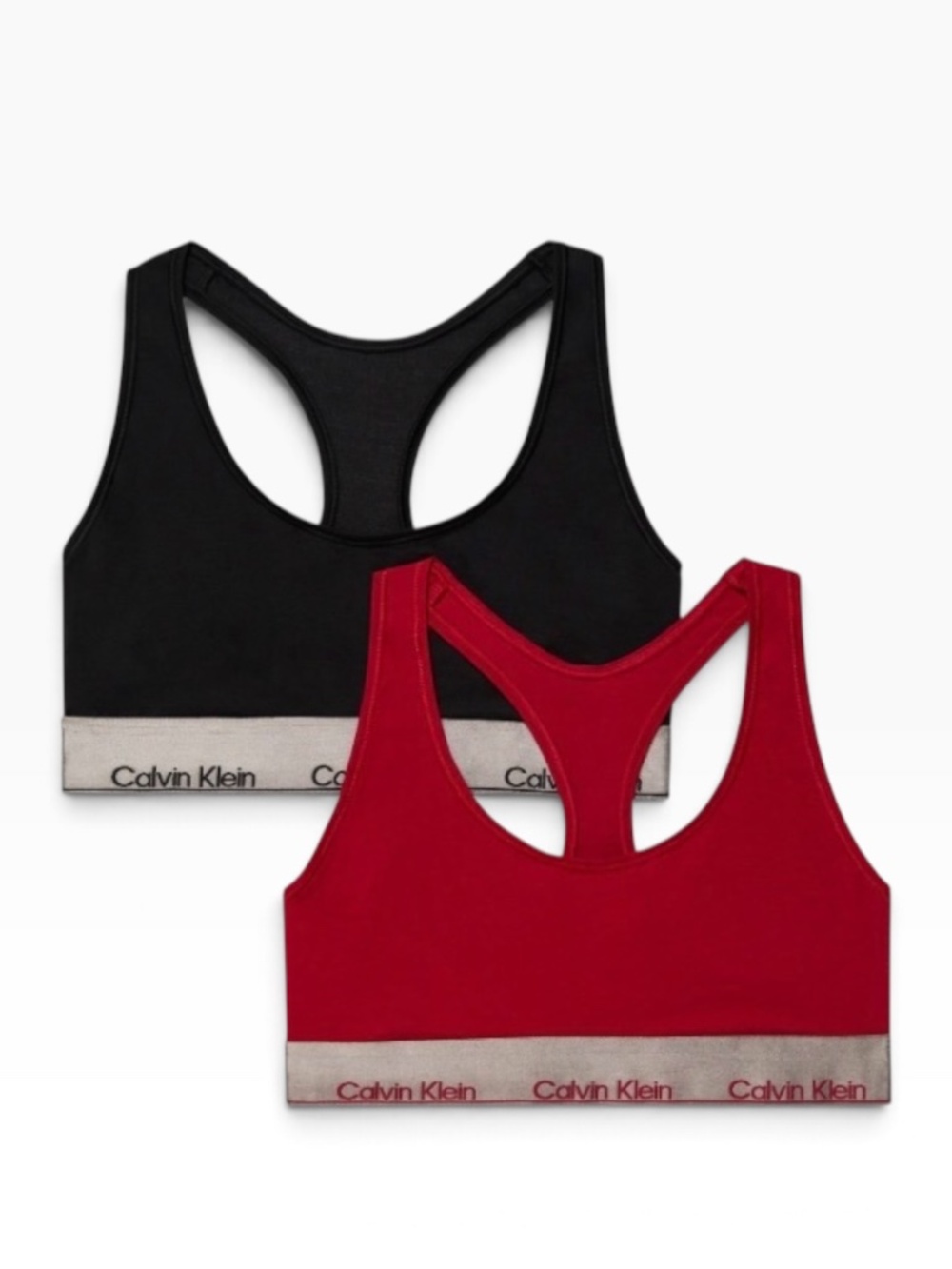 Calvin Klein Womens Racerback Bralettes 2 Pack Cotton Black Red - New in Box